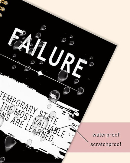 Failure Inspirational Notebook Journal, Motivational Office Notebooks for Work, Encouragement Gifts for Women Men, Gifts for Employees, Black Hardcover Spiral Notebook 5.5x8.3