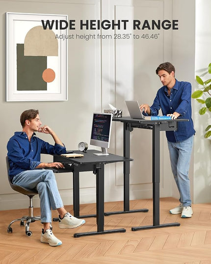 ErGear Large Electric Standing Desk with Keyboard Tray, 63x28 Inches Adjustable Height Sit Stand Up Desk, Home Office Desk Computer Workstation, Black