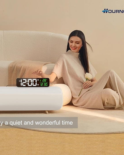 Hournor Digital Clock for Bedroom, Digital Wall Clock for Living Room Decor, Desk Table Clocks, Digital Clock Large Display, Bedroom Smart Alarm Clock for Office Green