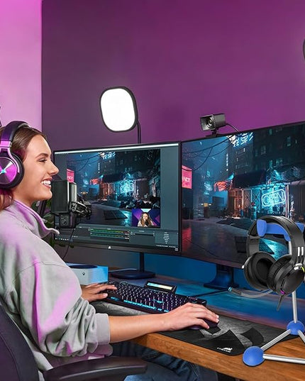 Headphone Stand, Desktop Headset Holder, Desk Earphone Stand, Gaming Headsets, for SteelSeries/Logitech/HyperX/Sony/Beats/Sennheiser/Anker/Xbox, and All Headphones.(Blue)