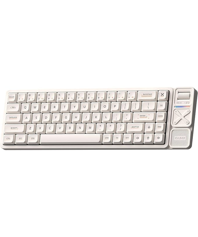 IQUNIX Magi65 Pro Low Profile Mechanical Keyboard Wireless 65% Keyboard Ultra Slim for Creamy Typing, Hot Swappable, RGB Backlit, PBT Keycaps, Aluminum Case, BT/2.4G/USB-C, Mac/Windows (Ochre White)