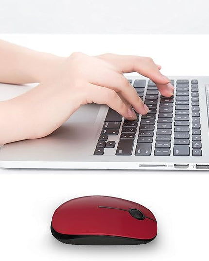 VssoPlor Wireless Mouse, 2.4G Slim Portable Computer Laptop Mouse with Nano Receiver Quiet Silent Optical Mice for Notebook, PC, Laptop, Computer-Black and Red