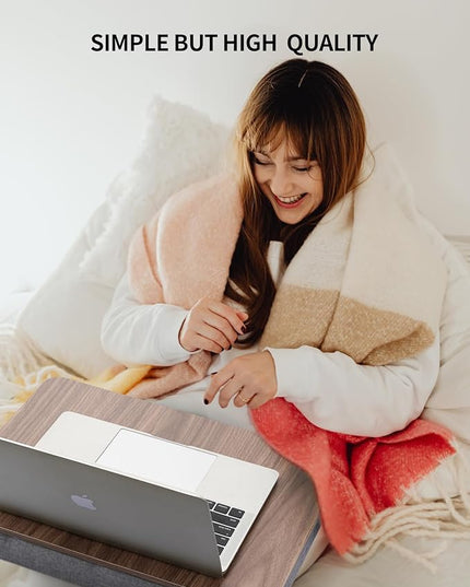 ZEAPTAC Lap Desk with Pillow Cushion, Portable Laptop Bed Desk, Fits up to 15.6 inch Laptop, Lap Stand for Bed & Couch & Carpet, Book Tablet/Drawing Board - Dark Brown Wood