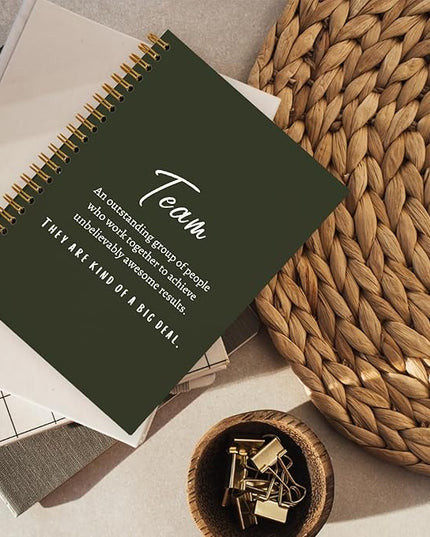 Olive Green Meeting Notebook for Work, Employee Appreciation Gifts, Team Gifts for Employees, Journals for Writing, Thank You Gifts for Women Men Leader Boss Manager Mentor Coworkers, 5.5"x8.3"