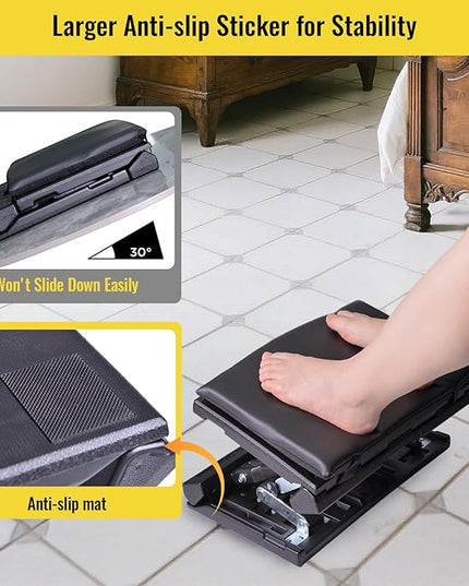 Foot Rest for Under Desk at Work Enlarged, Ergonomic Footrest with Adjustable Height and Angle, Foldable Foot Stool with Removable Pad Massage Beads for Office Gaming Chair Black
