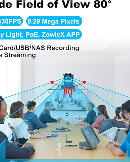 zowietek 4K PTZ Camera, USB/HDMI/LAN Outputs, Wide Angle, 12X Optical Zoom, Ergo-Ease Remote Control, TOF Auto Focus for Video Conference, Meeting, Church, Streaming, Event, Teaching