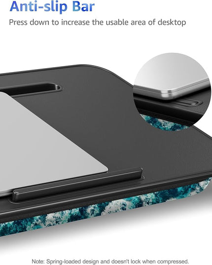 Lap Desk – L.DOCTOR Cushioned Lap Desks, Portable Laptop Desk for Bed, Couch & Floor, Washable Cushion, Built-in Phone & Tablet Slot, Fits 17.3" Laptop – Working, Writing, Gaming – Large, Blue Waves