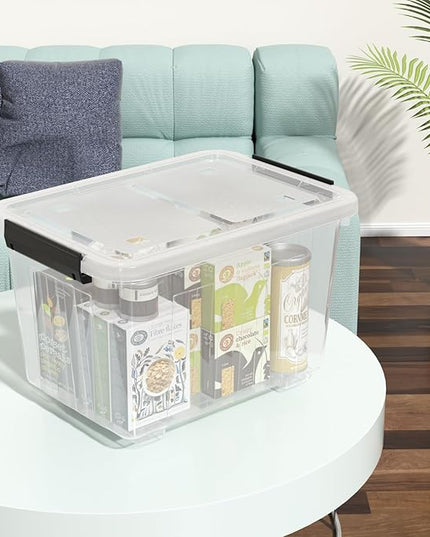 30 Quart Clear Storage Latch Bin with Lids, Clear Storage Totes with Lid, 4-Pack