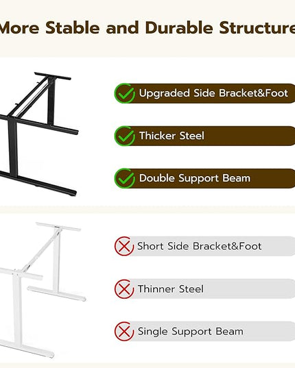 59 Inch L Shaped Standing Desk Adjustable Height, Electric Corner Standing Desk, Sit Stand Computer Table with Reversiable Splice Board,White