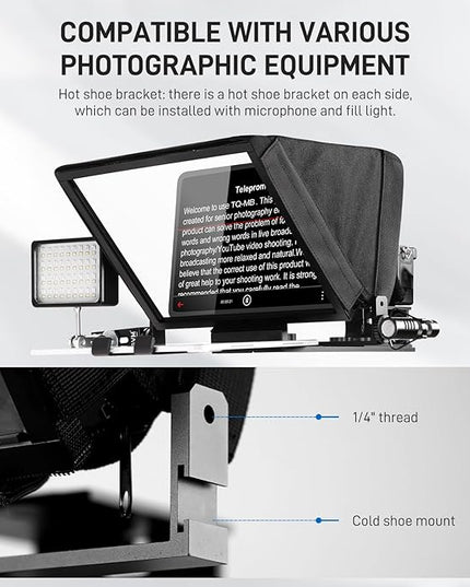 GVM 12" Teleprompter kit with Remote Control & App, Collapsible Teleprompter for iPad Tablet Phone DSLR Camera, Prompter with Carry Case, HD Refective Display, for Video Recording/Vlogger