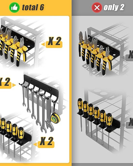 49.4'' Large Power Tool Organizer Wall Mount, 4-Tier Tool Storage Rack with 12 Drill Holders, 600LBS Load Heavy Duty Cordless Tool Shelf for Garage Organization, Gift for Men