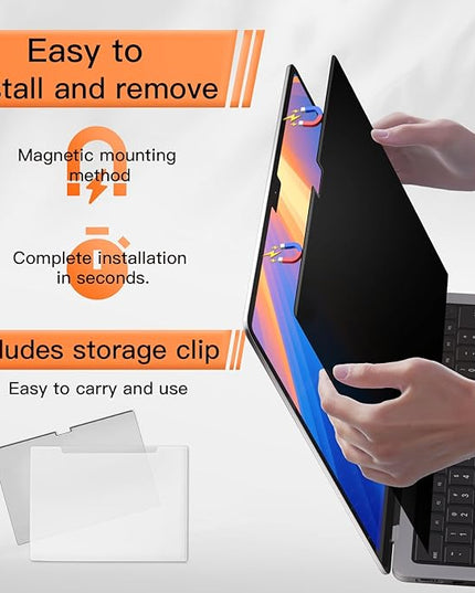 Magnetic 360° Privacy Screen for MacBook Pro 14 Inch (2021-2025, M1, M2, M3, M4, M5 Pro, Max), Removable Anti Glare Blue Light Filter, 4 Way Anti Spy Black Protector for Mac Pro 14In Laptop Computer