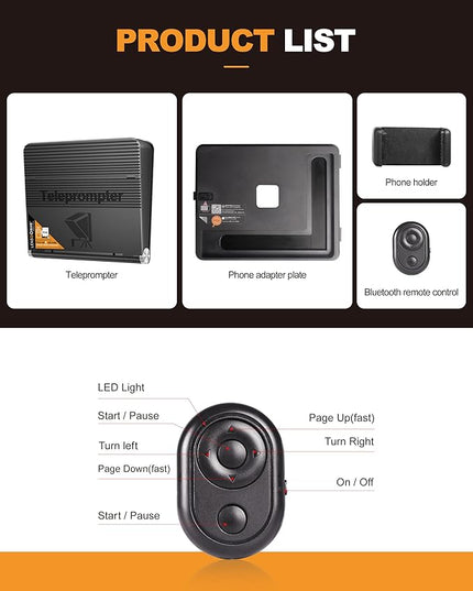 LENSGO Teleprompter for iPhone ipad Smartphone,7.9’’ Mini Portable Prompter with Remote Control,APP Compatible with iOS/Android for YouTube, Zoom, Twitch, Online Teaching,Vlogger,Live Streaming