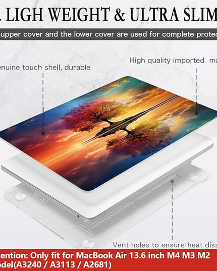CISSOOK Compatible with MacBook Air 13.6 inch Case 2025 2024 2023 2022 Release Model A3240 A3113 A2681, Protective Plastic Hard Shell Case Cover for MacBook Air 13 inch M2 M3 M4, Tree Landscape