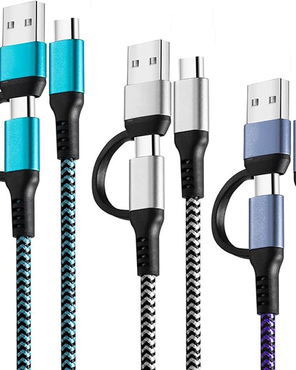 USB C to C Cable, 60W 3 Pack Fast Charging Cords 6ft QC & PD 2-in-1 USB-A/C to Type C Charger Cord Compatible with Samsung Galaxy S21 S10 S9 Note20, MacBook Pro 2020/2019