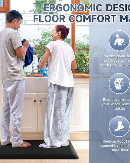 4/5 Inch Thick Kitchen Mats for Floor, StepRite Kitchen Rug for Standing Desk, Non-Slip, Thicker, Stain & Water Resistant, Comfort Anti Fatigue Floor Mat for Home, Kitchen, Office - Black,108 * 30''