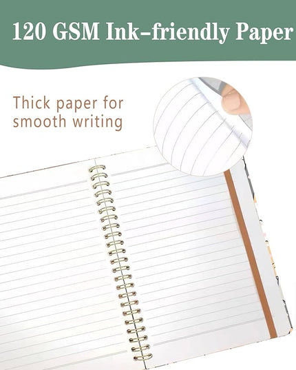Spiral Journal Notebook, A5 Cute Notebooks for Women Men, College Ruled Hardcover Notebook for Work & Note Taking, 60 Pages Double-Wire Journals for Writing, Cute Gentle Cats