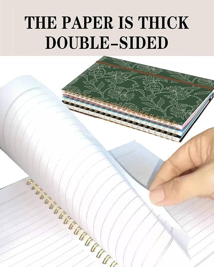 Spiral Journal Notebook, A5 Cute Notebooks for Women Men, College Ruled Hardcover Notebook for Work & Note Taking, 60 Pages Double-Wire Journals for Writing, Green Paisley Flowers