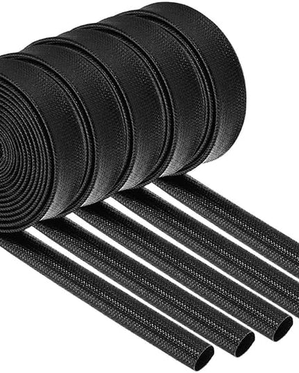 MECCANIXITY 5Pcs Wire Insulation Braid Fire Sleeve,9.8Ft-10mm ID Black, High Temp Silicone Coated Fiberglass Sleeving for Automotive Hose Lines Electrical Wiring