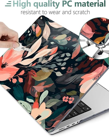 DONGKE Case for M5 MacBook Pro 14 inch 2025 2024-2021 M4 M3 M2 M1, Plastic Hard Shell Cover Compatible with A3434 A3112 A3401 A3185 A2992 A2779 A2442, Retina XDR Display & Touch ID, Painted Florals