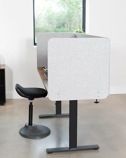 VIVO Clamp-on/Screw-on 24 x 24 inch Privacy Panel, Sound Absorbing Cubicle Desk Divider, Acoustic Partition, Gray, PP-1-V024G