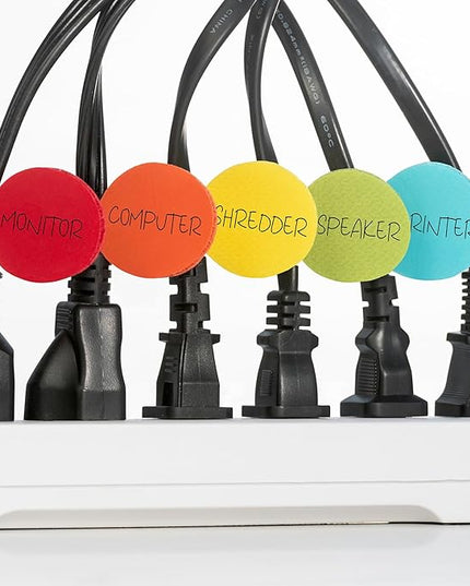 Cable Labels - Wrap-It Storage - Circles, Multi-Color (36-Pack) - Color Coded Labels for Organizing, Wire Tags Write on Surface for Labels for Charging Cords and Electronics