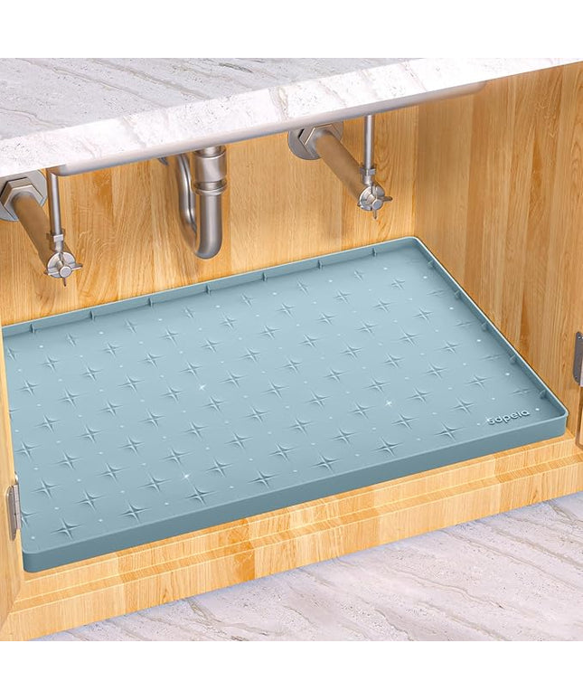 Sdpeia Under Sink Mat 34"×22" Waterproof Silicone Cabinet Liner & Sink Protector for Kitchen & Bathroom, Multi-Purpose Organizers Tray for Pets, Laundry, Cat Litter Mat