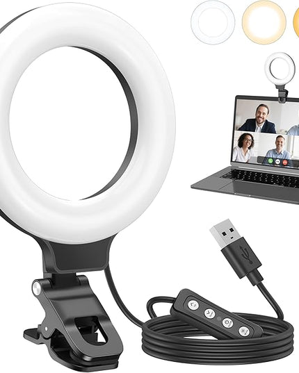 Ring Light for Video Conference Lighting,360°Adjustable,Portable LED Video Conference Lighting for Monitor,Laptop&Desktop Computer,Streaming Light for Zoom Meetings, Selfie Makeup, Video Calls