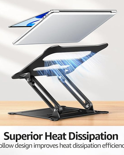 Urmust Laptop Notebook Stand Holder Adjustable Laptop Stand Portable Computer Riser Compatible with MacBook Air Pro HP Dell XPS Lenovo All Laptops 10-15.6"(Black)