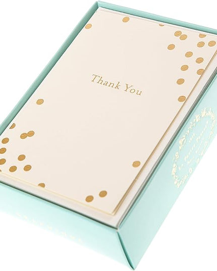 Graphique Box of Thank You Cards, Confetti - Includes 10 Cards with Matching Envelopes and Storage Box, Cute Stationery Made of Durable Heavy Cardstock, Cards Measure 3.25" x 4.75"