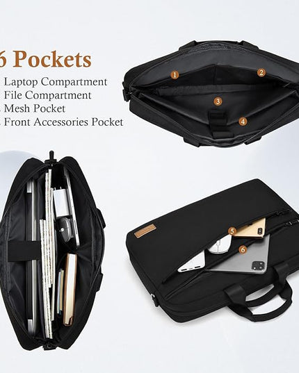 15 15.6 16 17 17.3 inch Laptop Computer PC Shoulder Bag Carrying Case, Water-Repellent Briefcase
