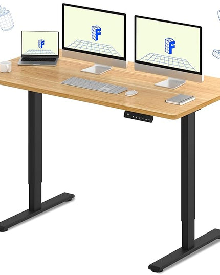 FLEXISPOT E3 Dual Motor 60 x 24 Electric Standing Desk Sit Stand Up Desk, Holds 220 lbs, Adjustable Height w/Memory Presets, One-Piece Maple Desktop & Black Frame, Ships in 2 Boxes