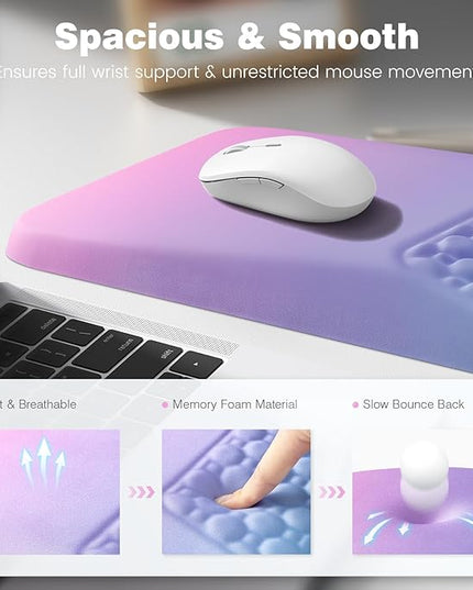 Ospelelf Mouse Pad with Wrist Rest Ergonomic Comfortable Pain Relief Mousepad Wrist Support for Computer Purple