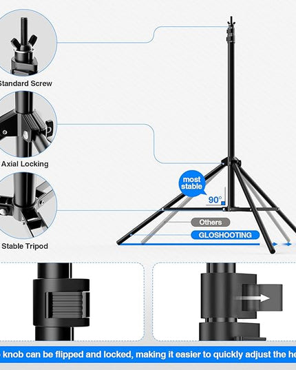 Photo Video Studio Large 20x7ft Adjustable Backdrop Stand, Photography Background Support System Kit with 310° Angle Rotatable Connector, 8 Clamps, 3 Sandbags and Carrying Bag