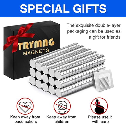 TRYMAG 4x2mm Small 240Pcs Mini Neodymium Magnets, Tiny Round Fridge Magnets Small Strong Rare Earth for Fridge, Whiteboard, Billboard, Hobbies, Dry Erase Board