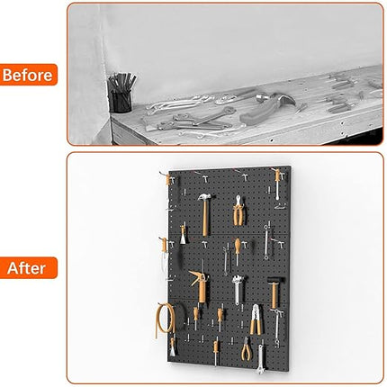 TORACK 3-Pack 12x24 inch Metal Pegboard Panels for Garage Wall, Tools Organizer Pegboard for Workbench, Workshop, Modular Peg Board Tool Storage Board for Pegs(Black)