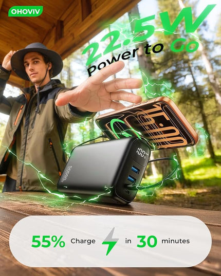 Portable Charger 50000mAh Power Bank - 22.5W Fast Charging External Battery Pack,USB-C Portable Phone Charger for iPhone 17/16/15/14/13 Pro Android Samsung, for Travel Camping Essential