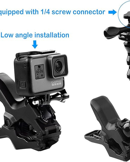 Suptig Jaws Flex Clamp Mount Gooseneck Mount for GoPro Hero 13 Hero 12 Hero 11 Hero 10 Hero 9 Hero 8 Hero 7 Hero 6 Hero 5 Hero 4 Session Hero 3+ Hero 3 Akaso EK7000 DJI osmo Arlo Action Camera.
