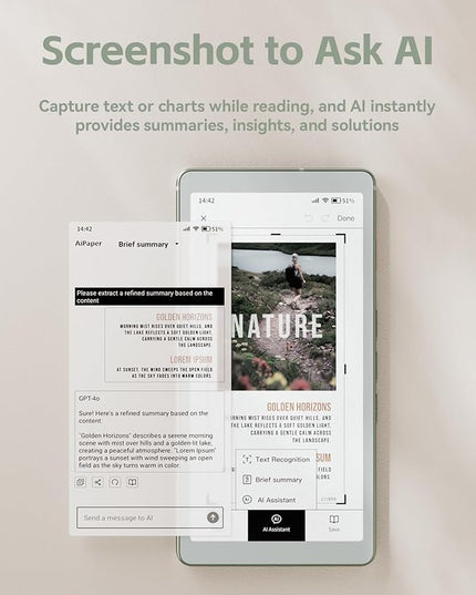 6.13'' AiPaper Reader C with Color Display, E Ink eReader Device with Adjustable Warm and Cool Light, Ultra-Thin & Light, AI Integrated, 128GB Storage