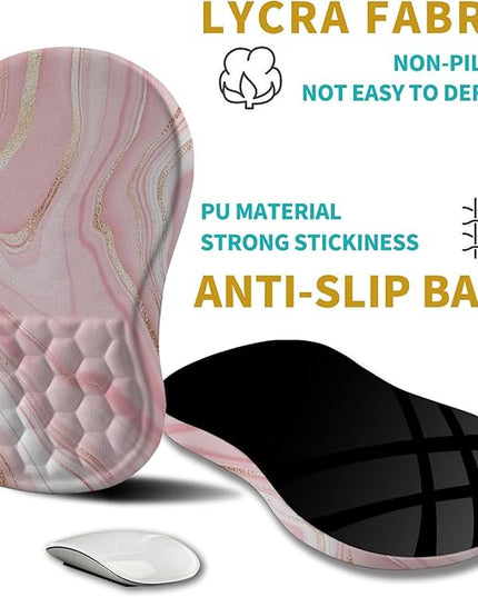 Hokafenle Ergonomic Mouse Pad Wrist Support, Wrist Rest Mousepad for Carpal Tunnel Pain Relief with Integrated Memory Foam Slope Massage Bulge (11.8x7.9 inch,Pink Fluid