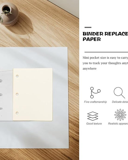 OSALADI 240 Sheets Replaceable Mini Binder Paper for Scrapbook and Writing Smooth Multi-function Loose Leaf Stationery for Diaries Reports and Planning Punch Compatible