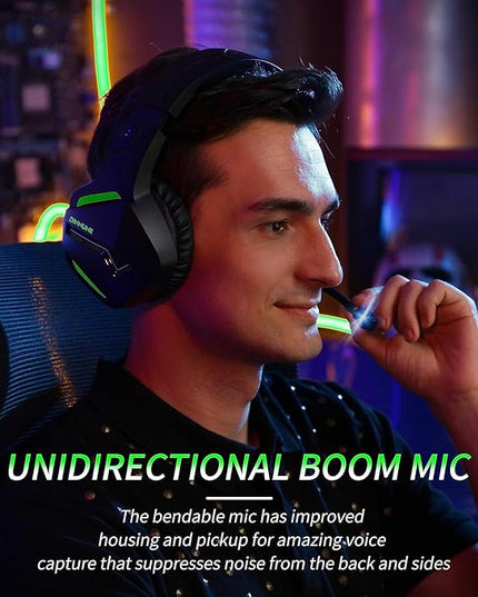 BINNUNE 2.4GHz Wireless Gaming Headset, Bluetooth 5.3 Gaming Headphones with Noise Canceling Mic, 120H Ultra-Long Battery, 50mm Drivers, Multi-Platform for PC / PS5 /PS4/ Switch/Mobile, Green