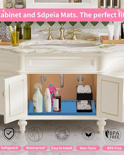 Sdpeia Under Sink Mat 22"×19" Waterproof Silicone Cabinet Liner & Sink Protector for Kitchen & Bathroom, Multi-Purpose Organizers Tray for Pets, Laundry, Cat Litter Mat