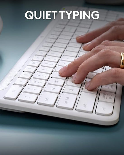 Logitech Signature Slim K950 Wireless Keyboard, Sleek Design, Switch Typing Between Devices, Quiet Typing, Bluetooth, Multi-OS, Windows, Mac, Chrome - Off-White