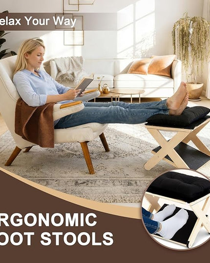 Novabright Double Step Footrest, Wooden Foot Rest for Under Desk at Work with Non-Slip Surface, Ergonomic Foot Stools for Improved Posture, Leg Rest for Chair, Computer Gaming, Home and Office