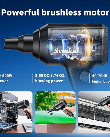 Electric Air Duster, 500W High Power with 40000RPM, Stepless Speed, 6oz Blowing Power, Ideal Canned Air Replacement for Cleaning Keyboards, Electronics, PC, and More