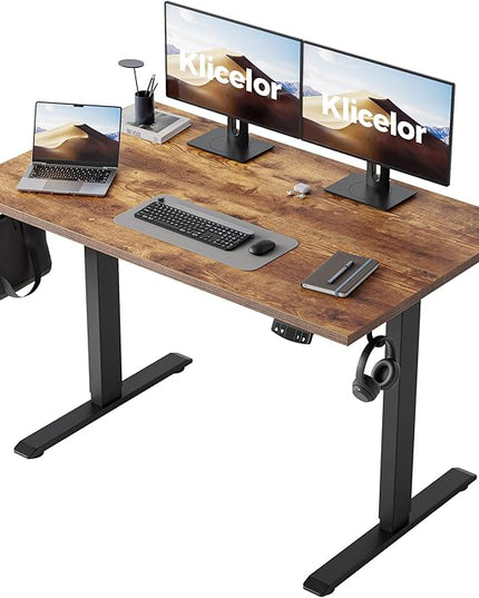 Klicelor Electric Standing Desk 48 Inch, Height Adjustable Desk for Home Office, Sit Stand Up Rising Computer Table with Memory Preset, Rustic Brown