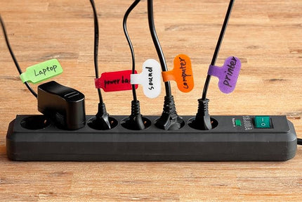 30 Pcs Multi-Color Cable Labels - Write On Cord Labels, Electronic Cable Identification Tags for Computers and Electronics, Assorted Colors