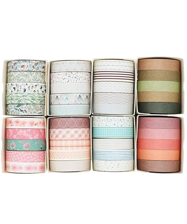 Knaid 40 Rolls of Slim Washi Tape Gift Box Set, Decorative Paper Tapes 10 mm Wide for Scrapbooking, DIY Arts and Crafts, Bullet Journal, Planner, Junk Journal, Notebooks (Pastel)