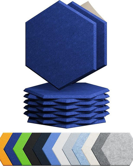12 Pack Acoustic Panels Self Adhesive Sound Proof Foam, High Density Sound Acoustic Panel, 12X10.23X0.4 Inch Hexagon Panels in Home, Office, Reccording Room, Studio,and more(Telecom Blue)